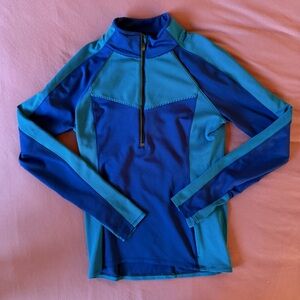 Athleta Quarter Zip Long Sleeve - mixed blue striped
